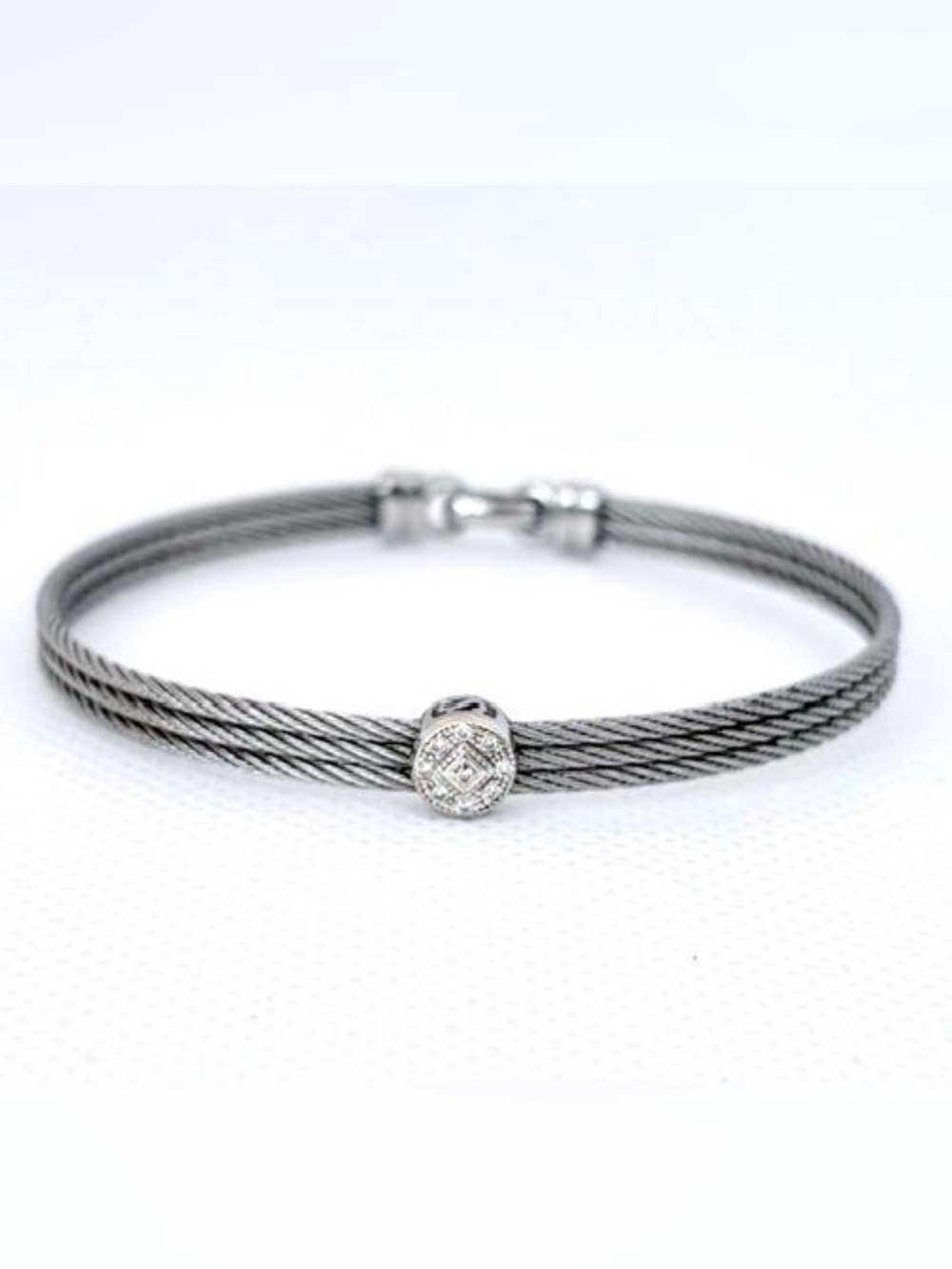 ALOR Three Row Diamond Station Cable Bracelet